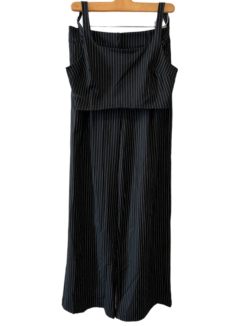 House of Harlow Black Pinstripe Wide Leg Pant Set S